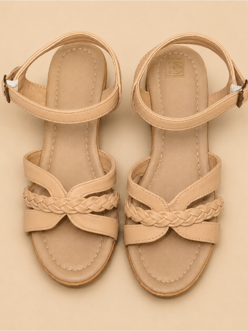 Women's Tan Braided Strap Sandals